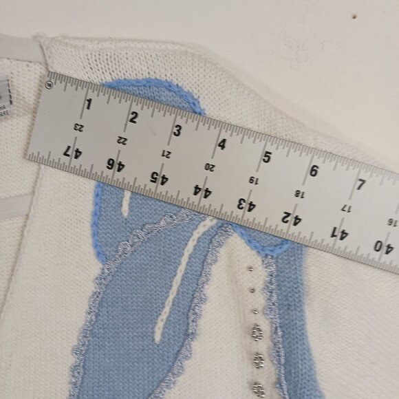 Storybook Knits Christmas, Holiday Cardigan Sweater, Ornaments & Ribbon, Size M - Picture 14 of 16